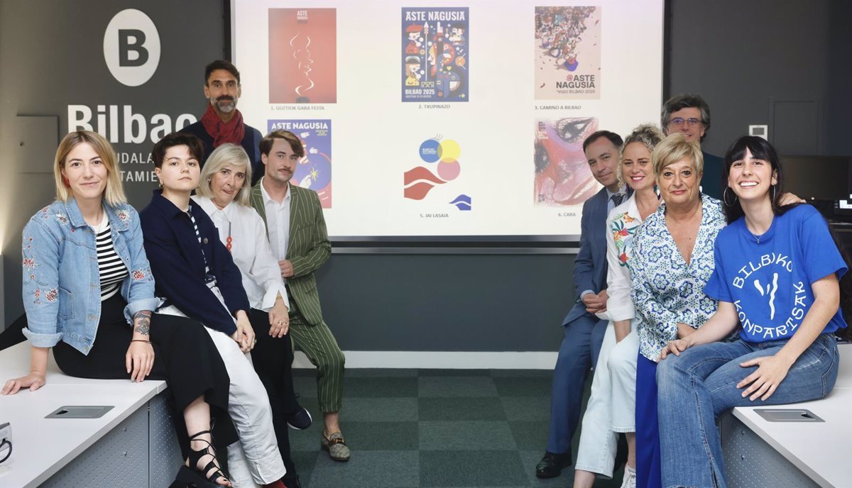 Seis trabajos finalistas del concurso de carteles de Aste Nagusia 2025 presentados