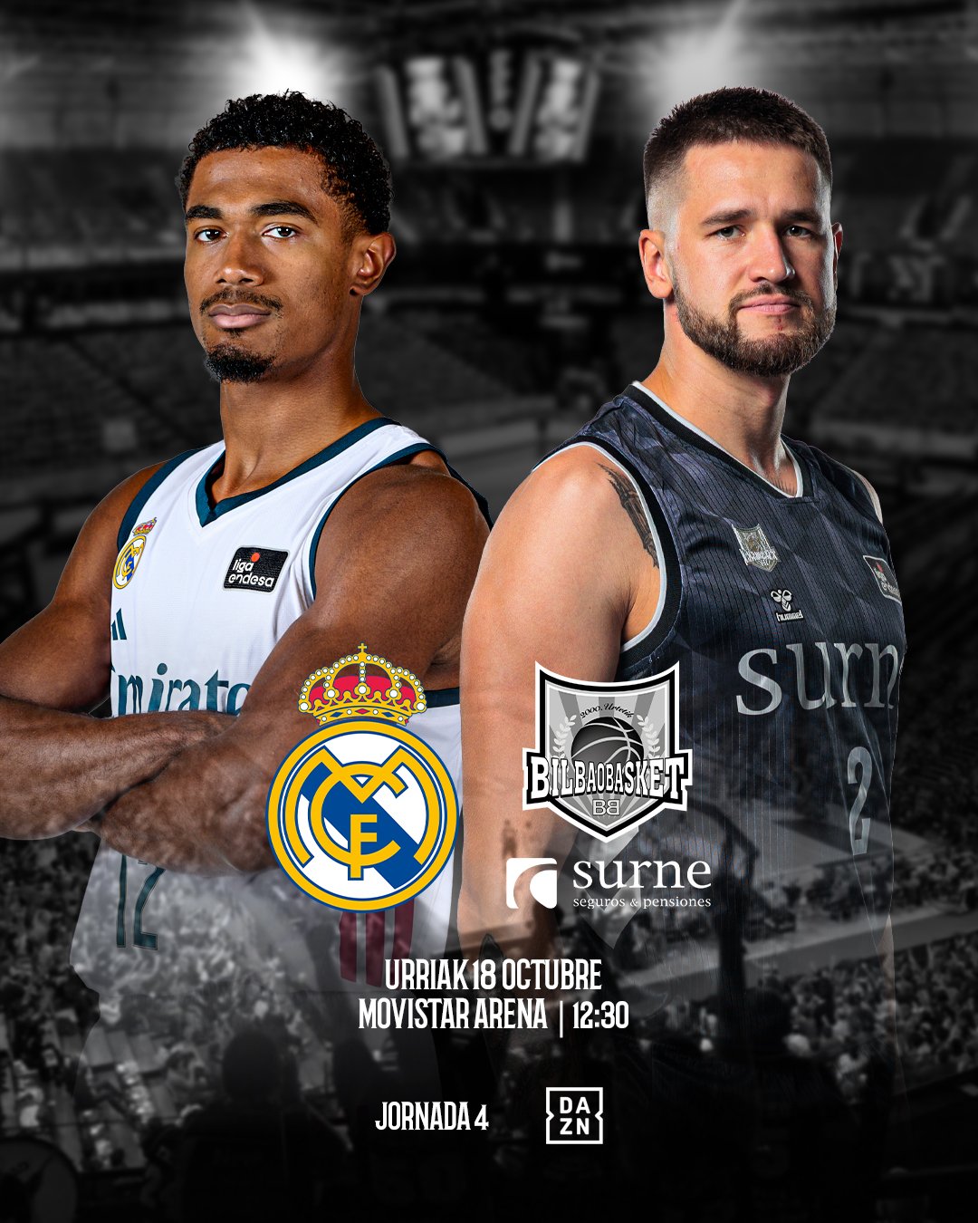 Surne Bilbao buscará frenar al Real Madrid invicto en la Liga Endesa este domingo