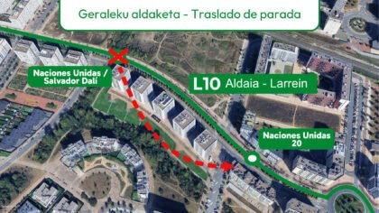 TUVISA traslada la parada de la línea 10 por obras del tranvía a Zabalgana